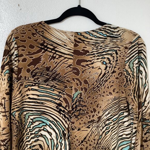 Vintage Y2K Animal Print Funky Boho Hippie Fairy Grunge Peasant Blouse M - Picture 6 of 7